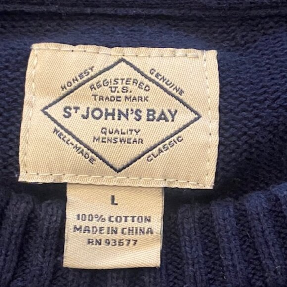 St Johns Bay Cotton Sweater Lrg Reindeer Christmas Blue - Picture 4 of 8